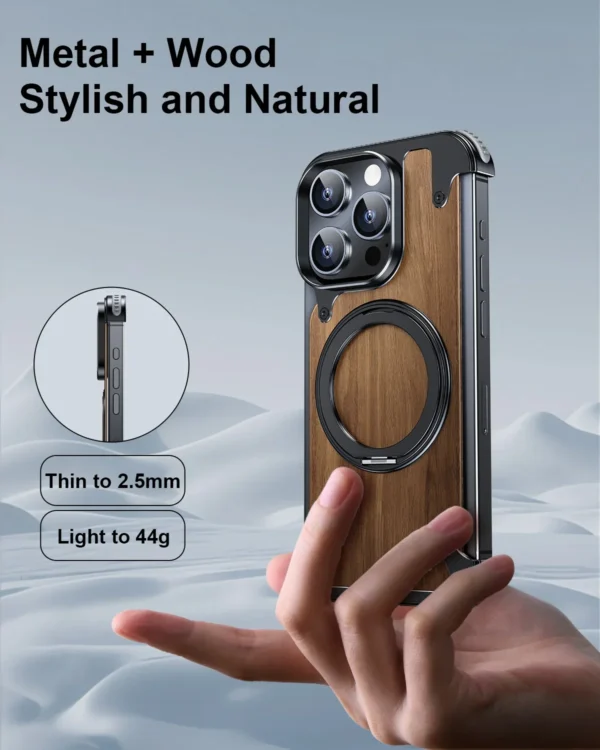 Luxury Premium Eary Natural Wood Frameless MagSafe  Shockproof Case Cover For iPhone 15 Pro Max - Image 22