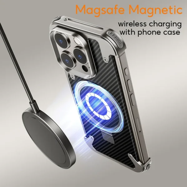 Luxury Premium Oatsbasf Magsafe Magnetic Anti-Collision Carbon Fibre Case  Cover for iPhone Series - Image 12