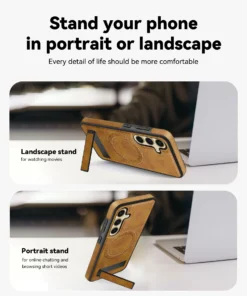 Alternative view of Luxury Premium Luxury PU Leather Invisible Stand Magnetic Wireless Charging Case Cover For Samsung Galaxy 23 Series