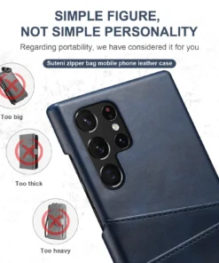 Alternative view of Luxury Premium Slim Leather Shell Case Cover For Samsung Galaxy S22 Ultra