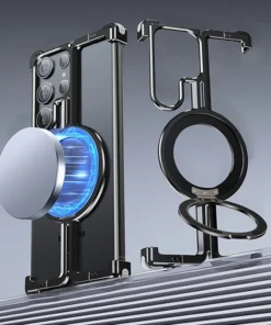 Luxury Magsafe Magnetic Frameless Aluminum Alloy Shockproof Stand Metal Phone Case For Samsung Galaxy S24 Ultra