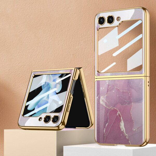 Samsung Galaxy Z Flip 5 5G Shockproof Plating marble Cover - Image 4
