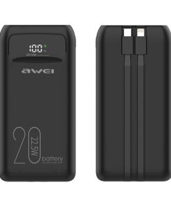 Awei P169K 20000mAh 22.5W Fast Charging Dual Input Dual Output with Built-in Cable LCD Display Power Bank