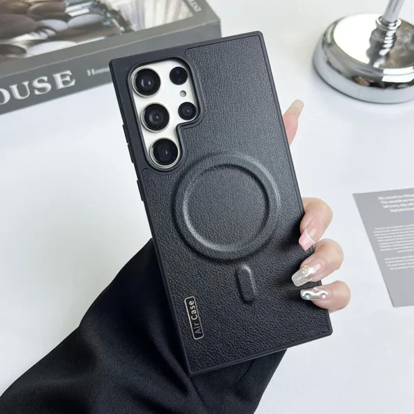 Luxury Premium Business Leather  Magsafe Wireless Charging Case Cover For Samsung Galaxy S24 Ultra
