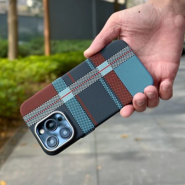 British Style Carbon Fiber Tartan MagSafe Case for iPhone Series - Image 16