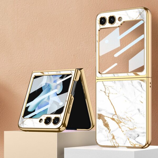 Samsung Galaxy Z Flip 5 5G Shockproof Plating marble Cover - Image 3