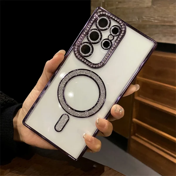 Luxury Premium Plating Bling Glitter Diamond Magnetic For Magsafe Phone Case For Samsung S24 Ultra - Image 29