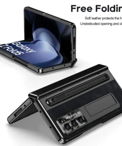 Alternative view of Luxury Premium Retro Leather Folding Stand Phone Case For Samsung Galaxy Z Fold 5