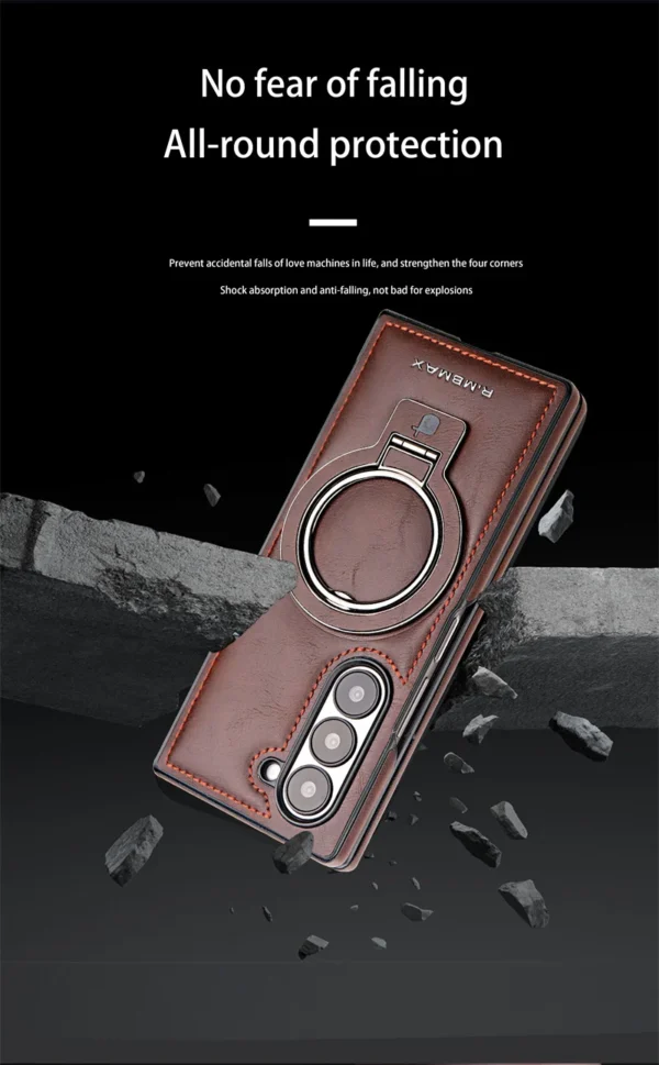 Luxury Premium PU Leather Folding Invisible Holder  Magsafe Phone Case Cover for Samsung Galaxy Z Fold 5 - Image 15