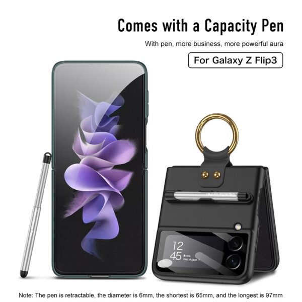 Luxury Premium Ring Case Cover With Capacitance Pen For Samsung Galaxy Z Flip 3/ Z Flip 4 1 - Image 2