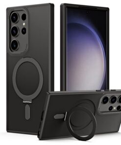 Magnetic Shockproof Matte Stand Holder Compatbile to Magsafe Wireless Charger Case For Samsung Galaxy S23 Ultra 5G