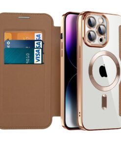 iPhone 13/14/15 Series MagSafe Magnetic Absorption Leather Wallet Flip Case with Lens Protection
