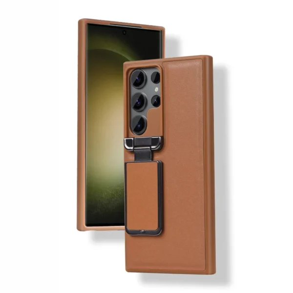 Leather Case with Back Stand for Samsung Galaxy S23 Ultra / S24 Ultra, Business Cover with Camera Lens Cover, Kickstand Case - Image 9