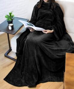 Premium Snuggie fleece blanket with sleeves and kangaroo pocket