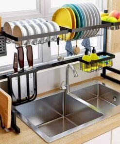 Alternative view of Stainless Steel Over Sink Hanging Dish Rack Plate Organizer