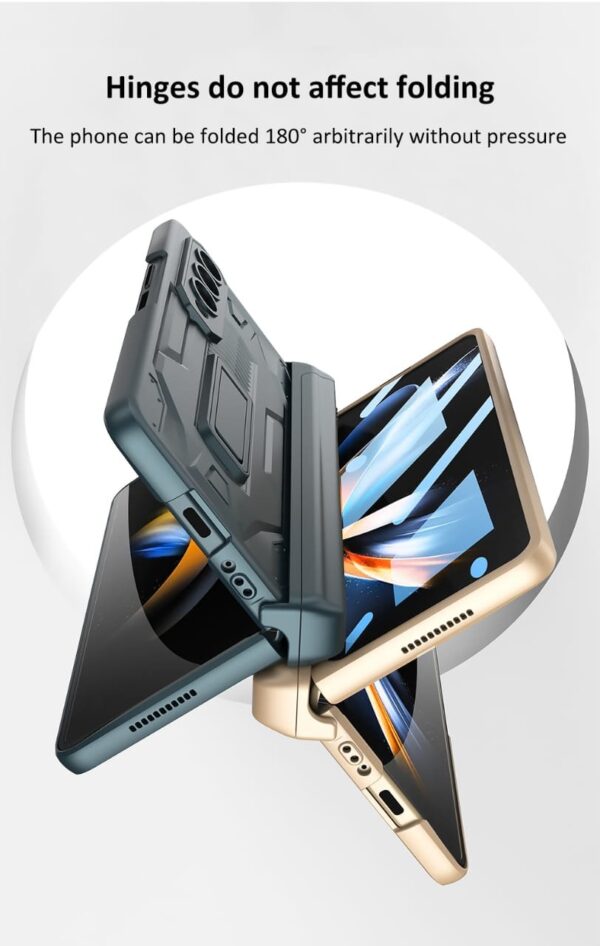 360 Magnetic Hinge Slide Pen Holder Case Cover and Outer Screen Glass For Galaxy Z Fold 4 - Image 14