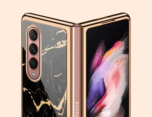 Marble Luxury Gold Electroplated Case for Samsung Galaxy Z Fold 3/4/5 Series - Image 4
