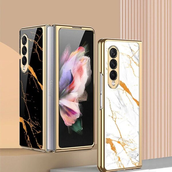 Marble Luxury Gold Electroplated Case for Samsung Galaxy Z Fold 3/4/5 Series - Image 2