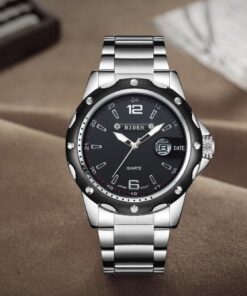 BIDEN Men Watch Fashion Casual Business Waterproof Quartz Calendar Stainless Steel Strap Watches