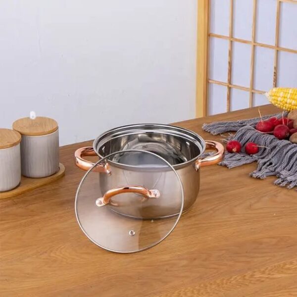 12 PCS Kitchenware Set Stainless Steel  Cooking Pots And Pans Pot Set With Glass Lid - Image 2