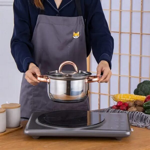 12 PCS Kitchenware Set Stainless Steel  Cooking Pots And Pans Pot Set With Glass Lid - Image 5