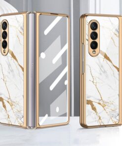Marble Luxury Gold Electroplated Case for Samsung Galaxy Z Fold 3/4/5 Series