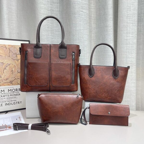4 in 1 PU Leather Design Large Capacity Cross shoulder Women Handbags - Image 9