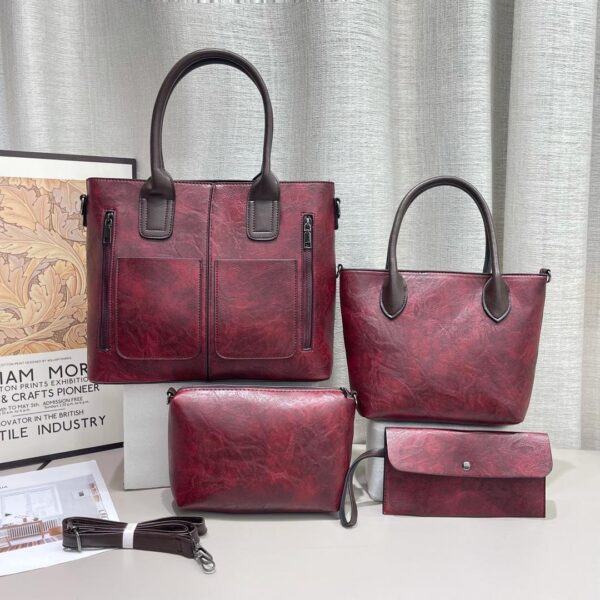 4 in 1 PU Leather Design Large Capacity Cross shoulder Women Handbags - Image 10