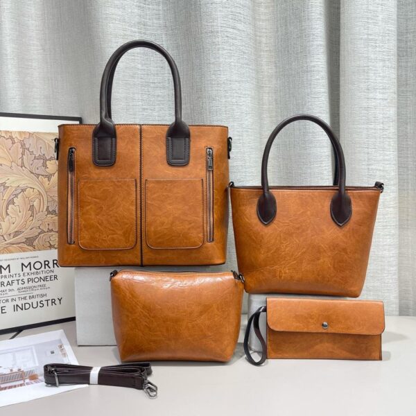 4 in 1 PU Leather Design Large Capacity Cross shoulder Women Handbags - Image 6