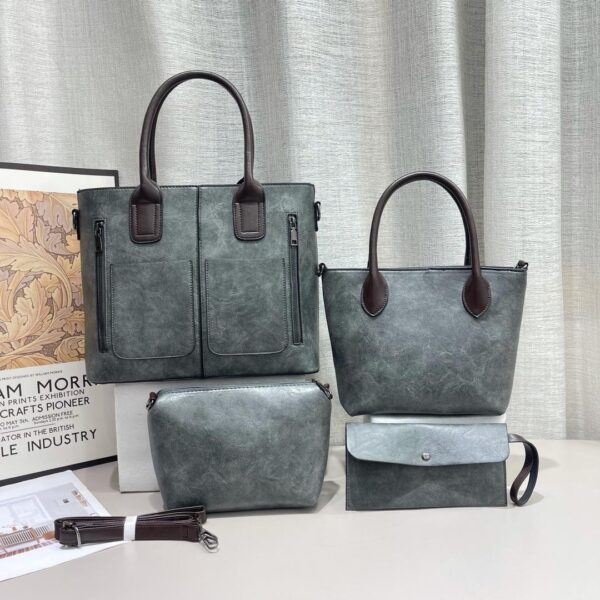 4 in 1 PU Leather Design Large Capacity Cross shoulder Women Handbags - Image 5