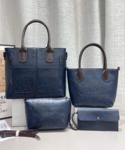 4 in 1 PU Leather Design Large Capacity Cross shoulder Women Handbags