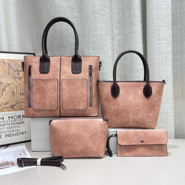 4 in 1 PU Leather Design Large Capacity Cross shoulder Women Handbags - Image 4