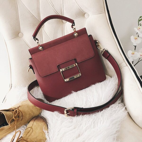 Luxury Premium Vintage Shoulder New Buckle Matte Leather Crossbody Handbags - Image 4