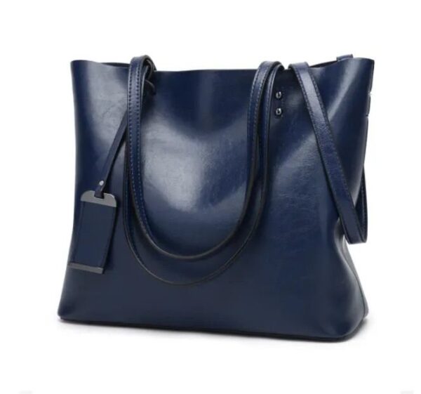Waxing Leather bucket Double strap Pu Leather shoulder Women Handbag - Image 3