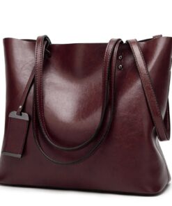 Alternative view of Waxing Leather bucket Double strap Pu Leather shoulder Women Handbag