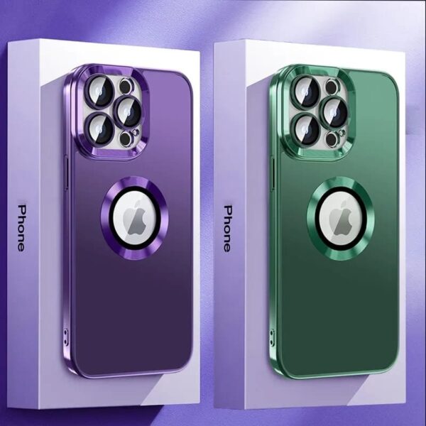 Luxury AG Matte Defender Metal Plating Shockproof Texture Logo Case Cover For iPhone Series