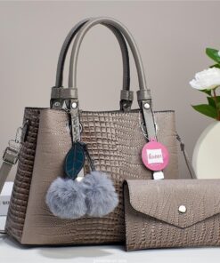 Alternative view of Croc Alligator 2 in 1 Fashion Satchel Taupe Premium Trendy Classic Crossbody Shoulder Leather Versatile Bag