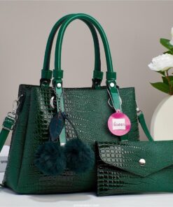 Croc Alligator 2 in 1 Fashion Satchel Taupe Premium Trendy Classic Crossbody Shoulder Leather Versatile Bag