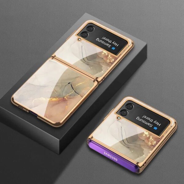 Luxury Premium Marble Patterned Case Cover For Samsung Galaxy Z Flip 3 - Image 17
