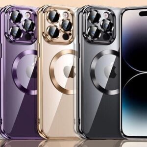 Luxury Premium Transparent Plating Magsafe with Full Camera Lens Case Cover For iPhone 15 Pro Max/16 Pro Max