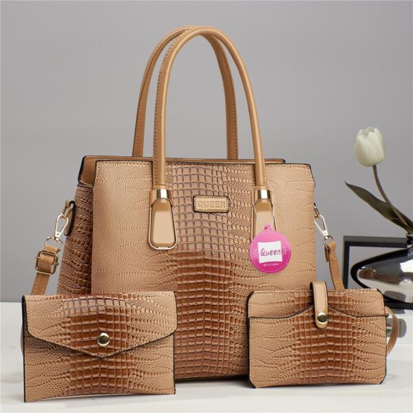 Luxury Premium 3 in 1 Fashion Crocodile Crossbody Satchel Shoulder Bag - Image 4