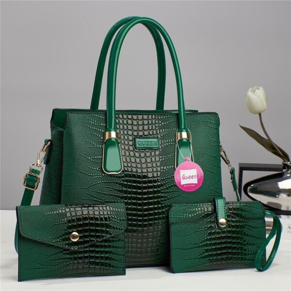 Luxury Premium 3 in 1 Fashion Crocodile Crossbody Satchel Shoulder Bag - Image 3