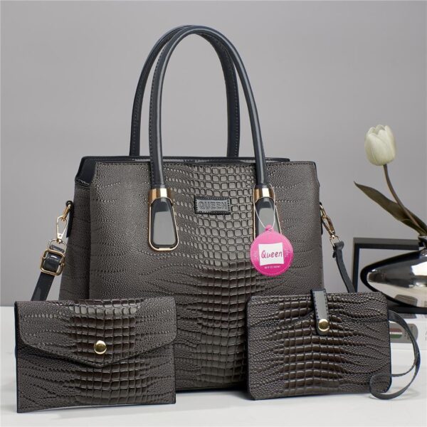 Luxury Premium 3 in 1 Fashion Crocodile Crossbody Satchel Shoulder Bag - Image 5