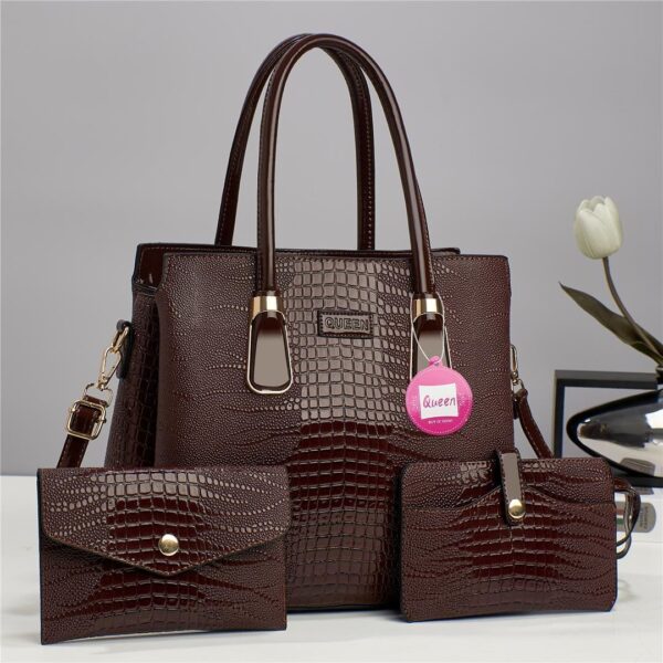 Luxury Premium 3 in 1 Fashion Crocodile Crossbody Satchel Shoulder Bag - Image 2