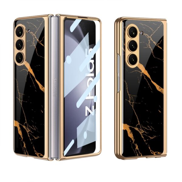 Luxury Premium Electroplated Marble Case Cover For Samsung Galaxy Z Fold 5 5G - Image 18