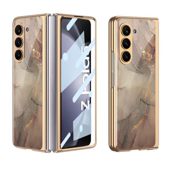 Luxury Premium Electroplated Marble Case Cover For Samsung Galaxy Z Fold 5 5G - Image 16