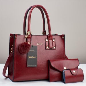 QUEEN 3 in 1 New Fashion Women Shoulder and Hand Bag with Pendant