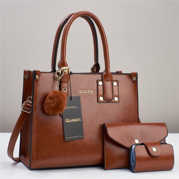QUEEN 3 in 1 New Fashion Women Shoulder and Hand Bag with Pendant - Image 6
