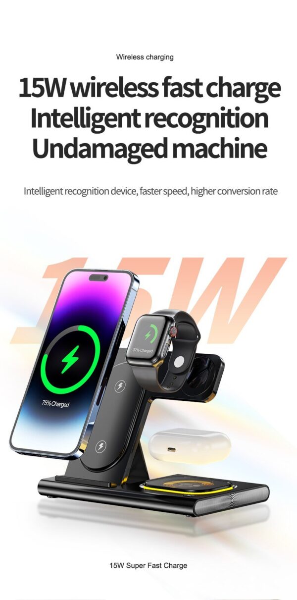 NEW 4 in1 Wireless 15W Wireless Fast Charging Dock Station - Image 13