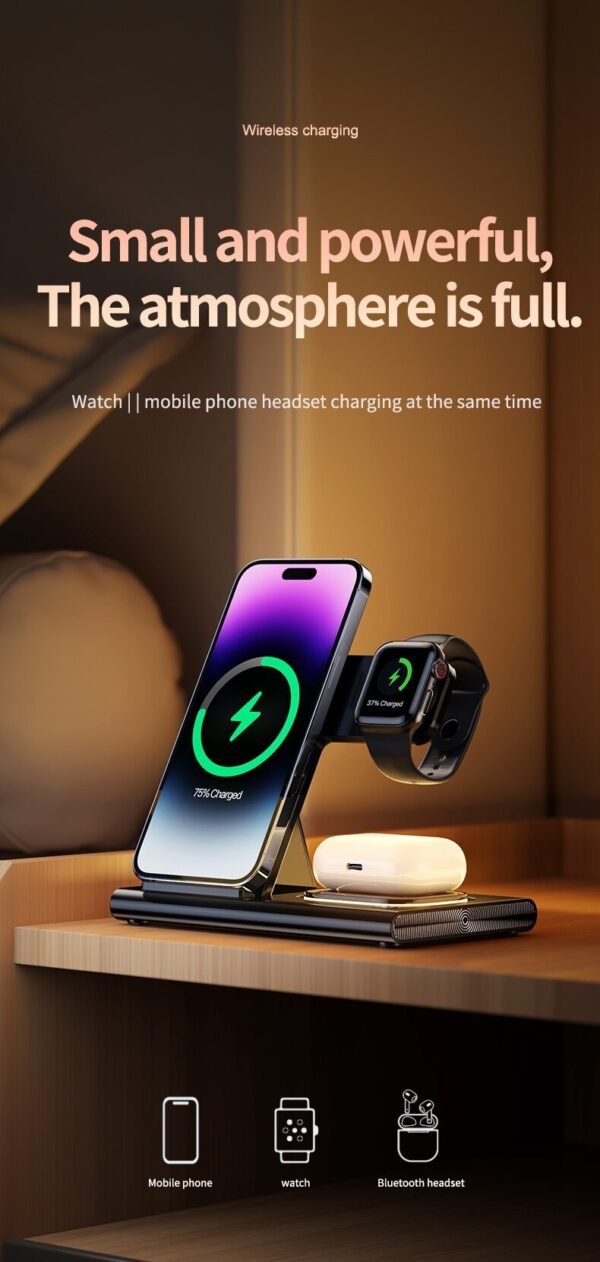 NEW 4 in1 Wireless 15W Wireless Fast Charging Dock Station - Image 3